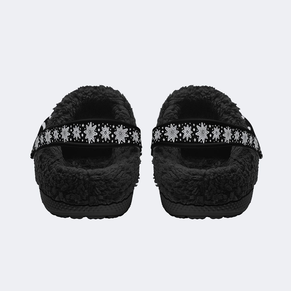 Skeleton Toes Skull Print - Fur Lined Slippers