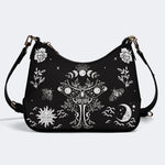 Sun Moon And Moth Print - Leather Crossbody Bag
