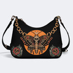 Old School Death Moth Vintage Print - Leather Crossbody Bag