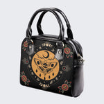 Moths Under The Moon - Leather Shoulder Handbag