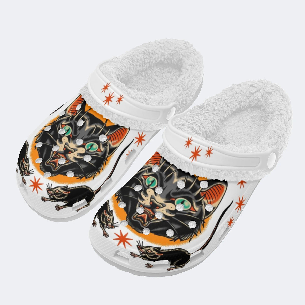 Old School Panther Print - Removable Fur Lined Slippers/Sandals