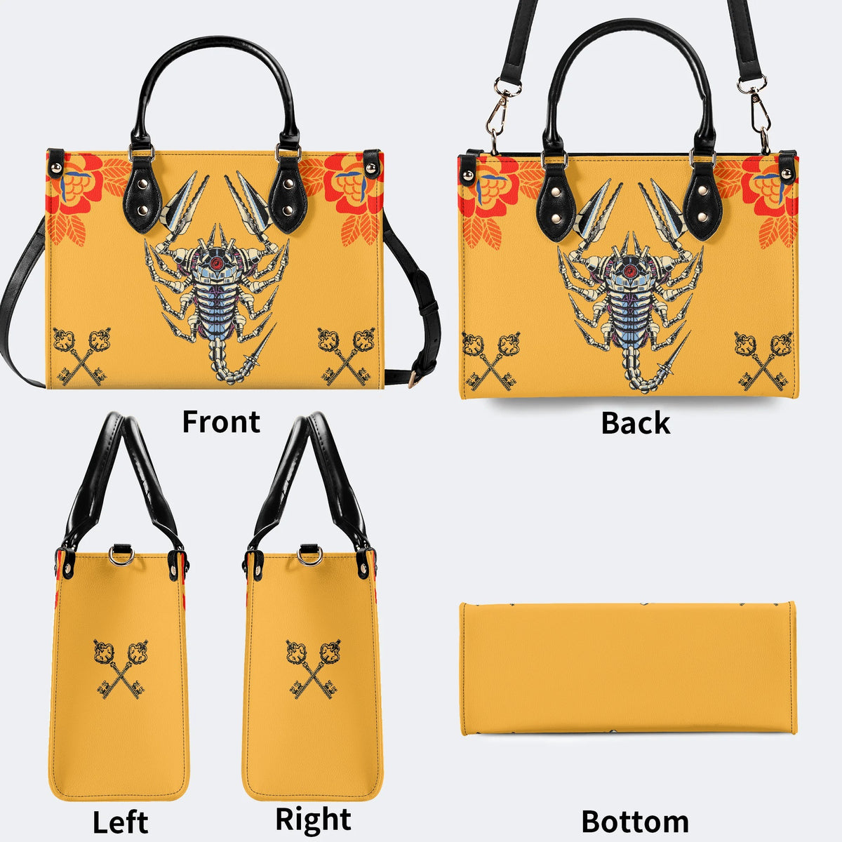 Mechanical Scorpion Print - Leather Handbag