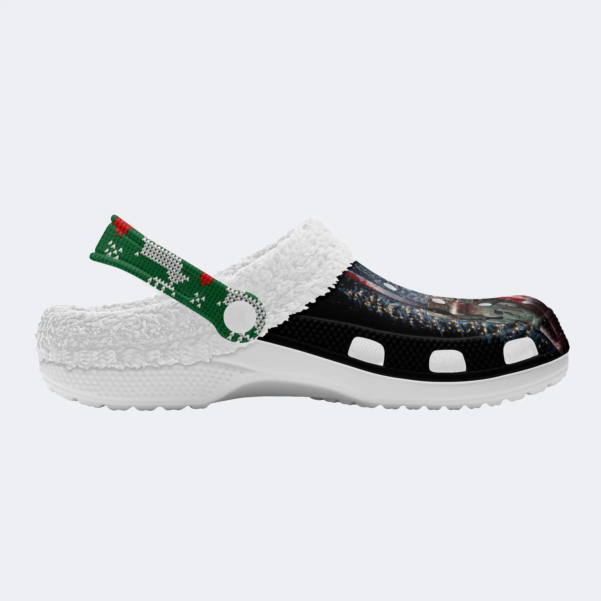 Horror Santa Claus Ghostface Print - Fur Lined Slippers/Sandals