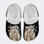 Horror Braindead Retro Print - Fur Lined Slippers/Sandals