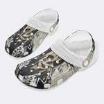 Retro Horror Skull Print - Fur Lined Slippers