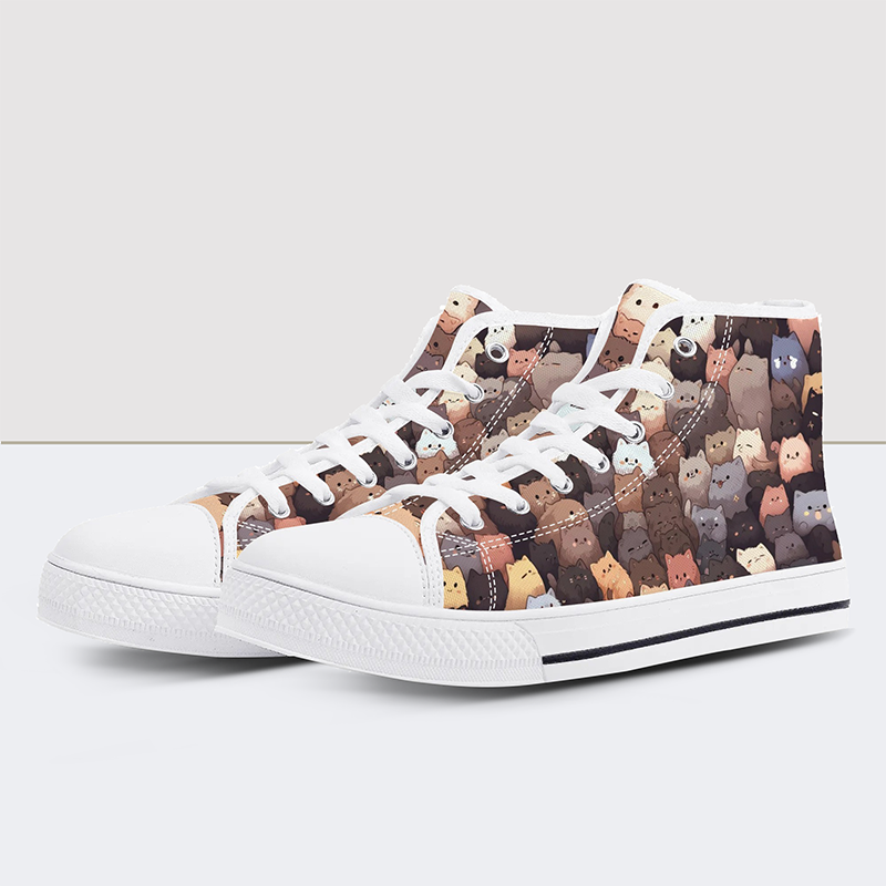 Cats Jenga Print High Tops-Braun