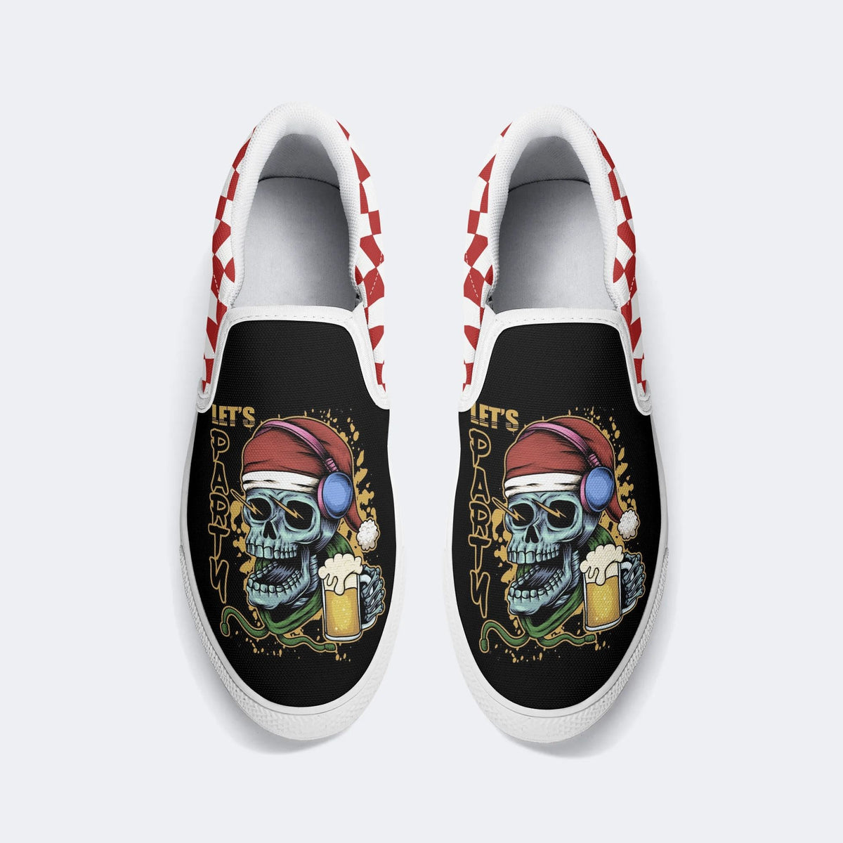 Christmas Skull Art Print - Slip On Shoes