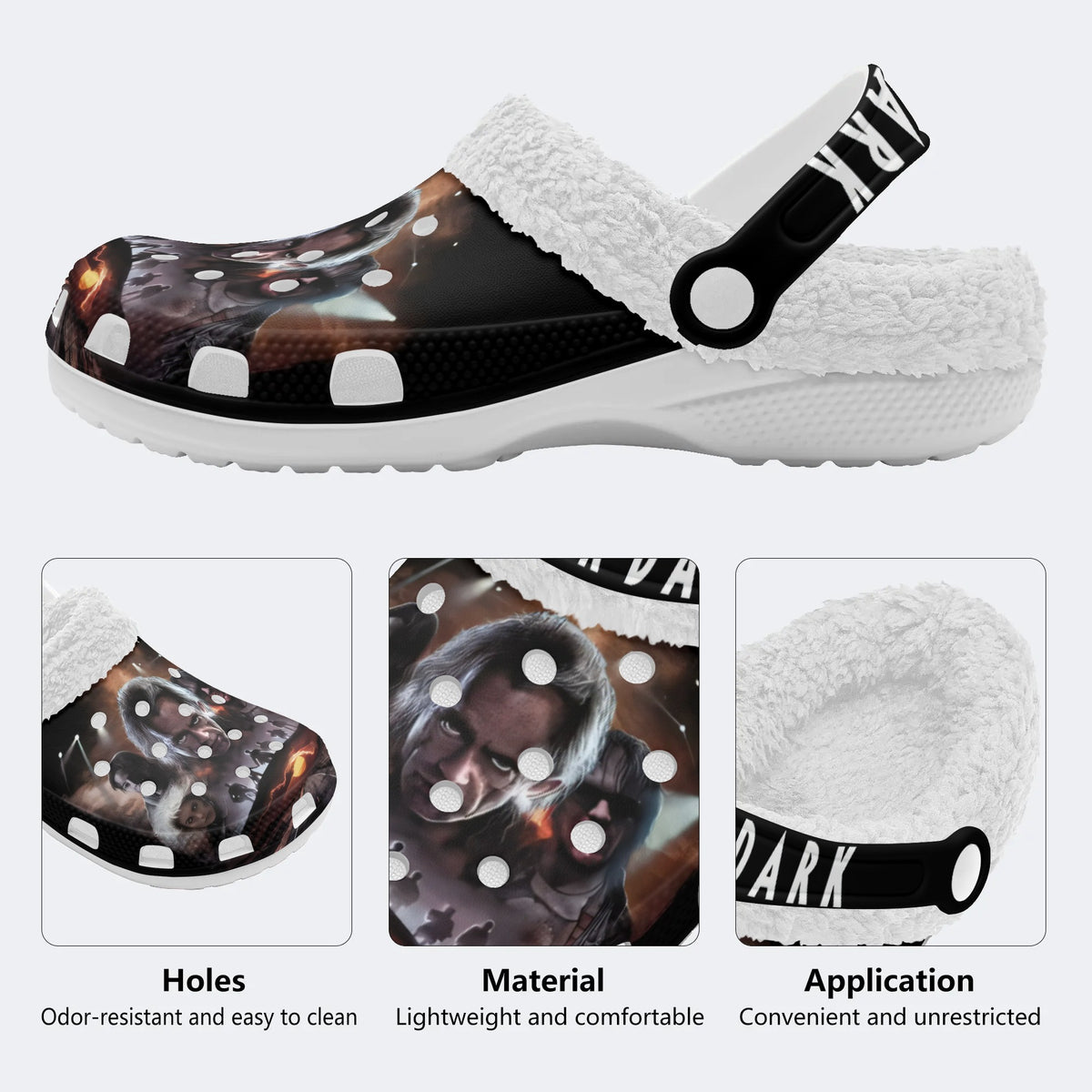 Horror Movie Vintage Print - Fur Lined Slippers