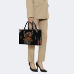 Circling Black Dragon Print Handbag Factory Direct Sales