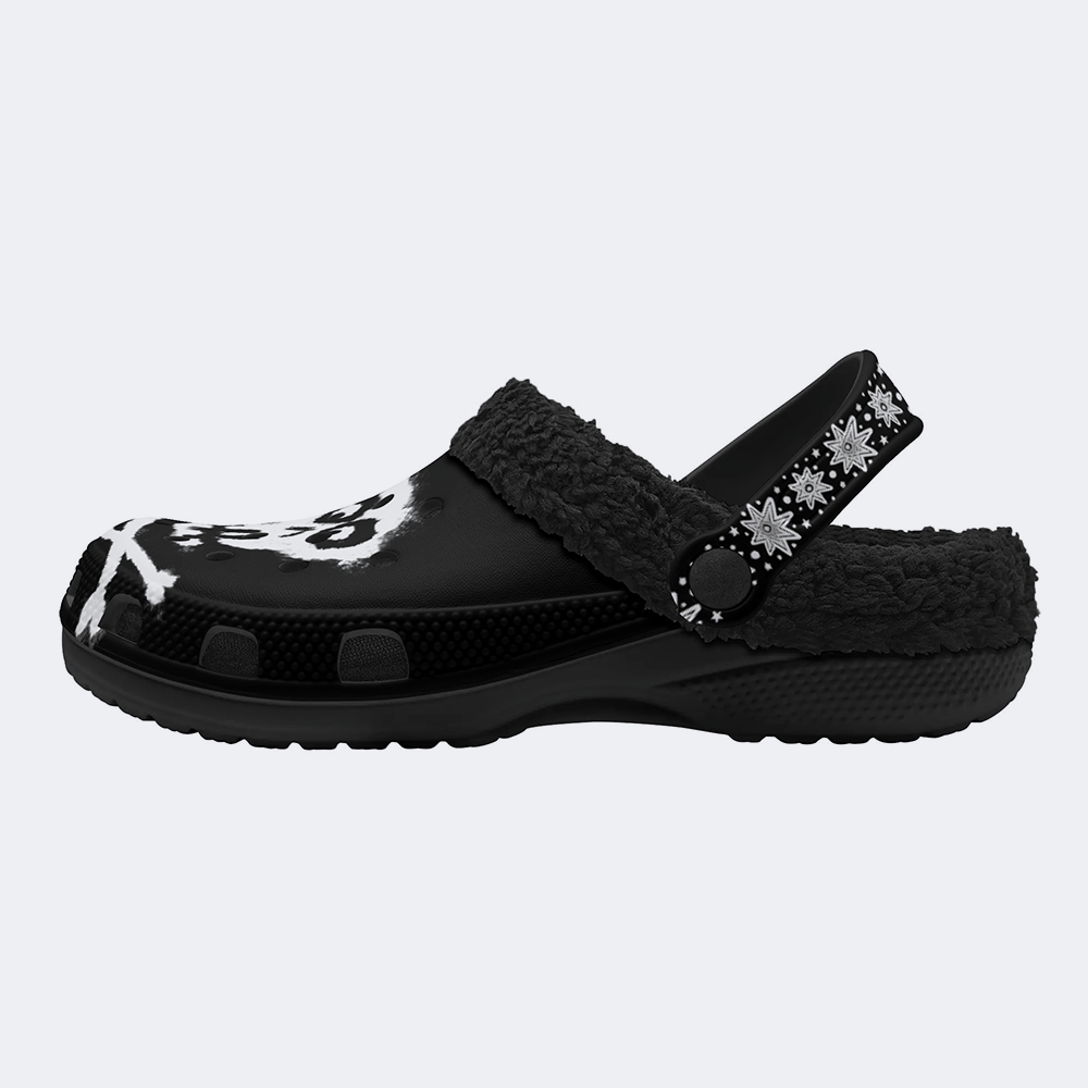 Jolly Roger Print - Fur Lined Slippers/Sandals