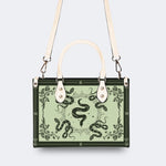 Inscribed Viper Print - Leather Handbag