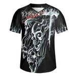 Flame Sinner Skulls - Men's Short Sleeve Baseball Jersey