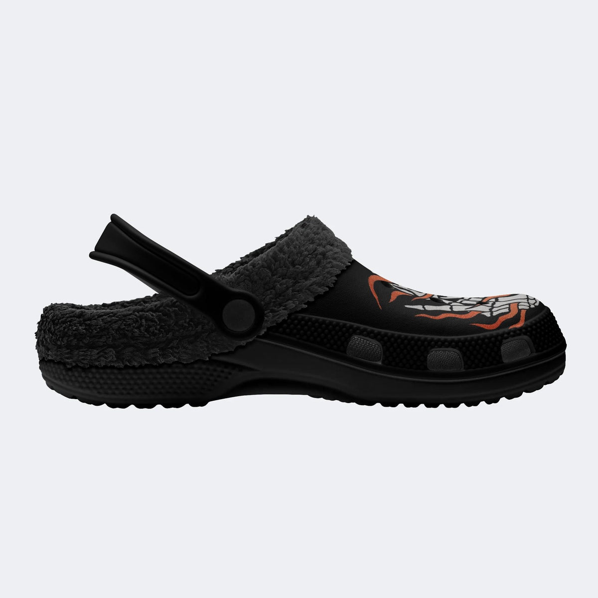 Gothic Flame Bone Skull - Fur Lined Slippers/Sandals