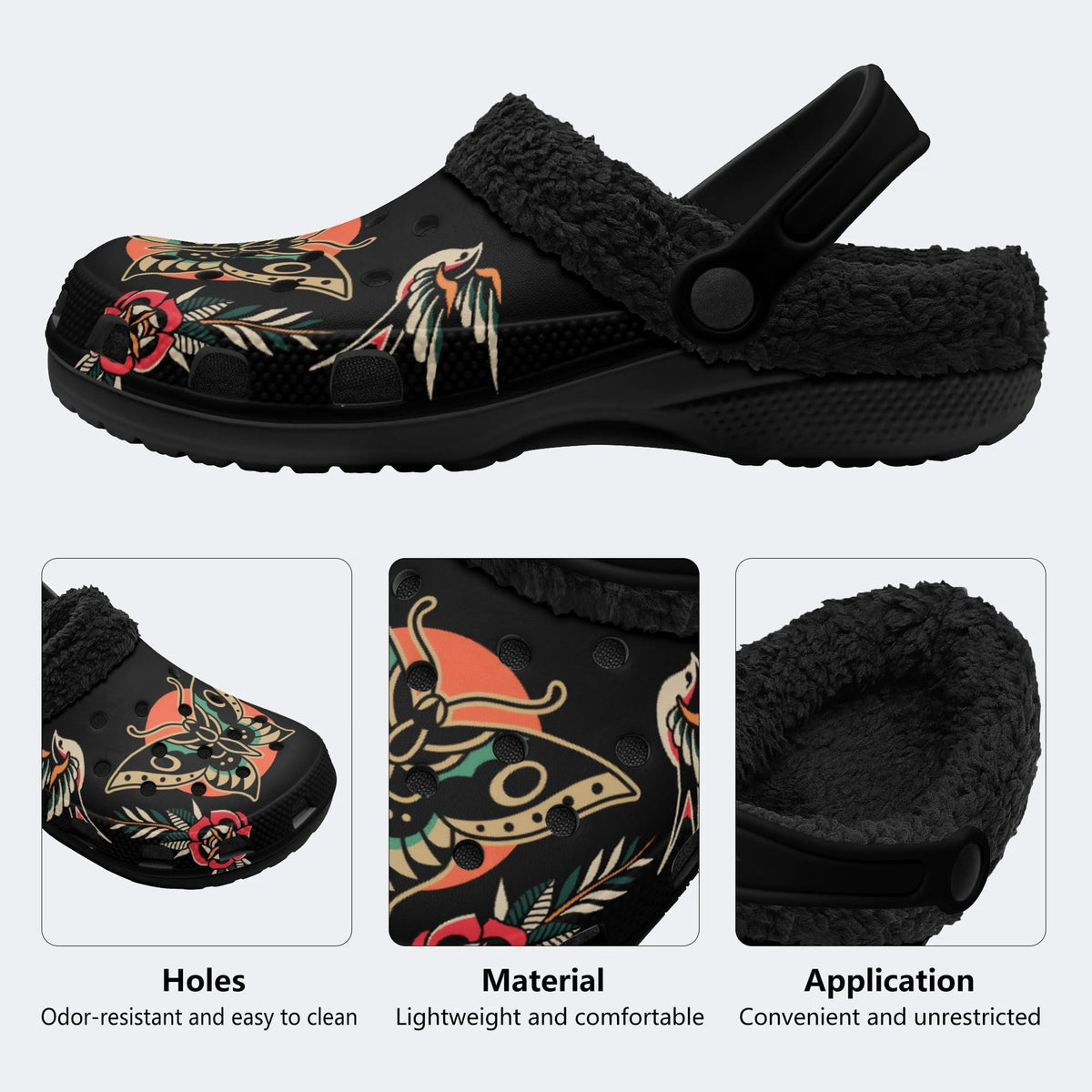 Butterfly Art Print - Fur Lined Slippers/Sandals