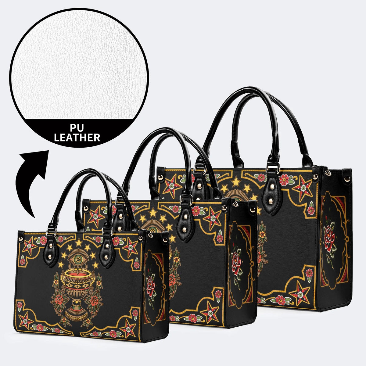 Old School Devil's Eye Print - Leather Handbag