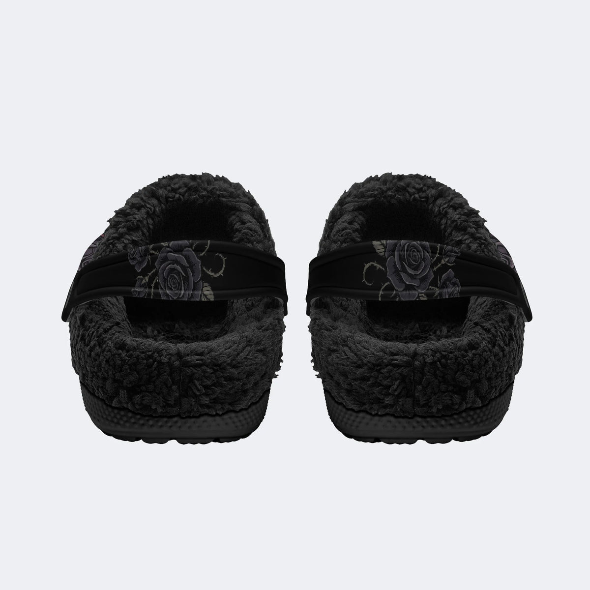 Gothic Crown Dinosaur Skull Rose Bat‑Fur Lined Slippers/Sandals