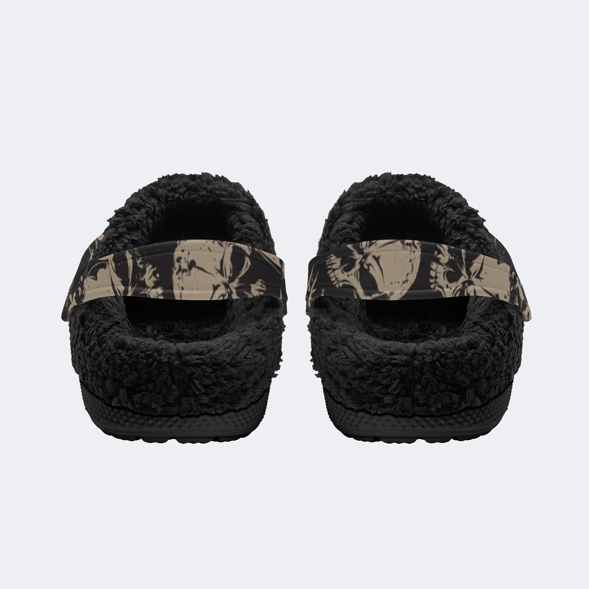 Worn Gothic Skull - Fur Lined Slippers/Sandals