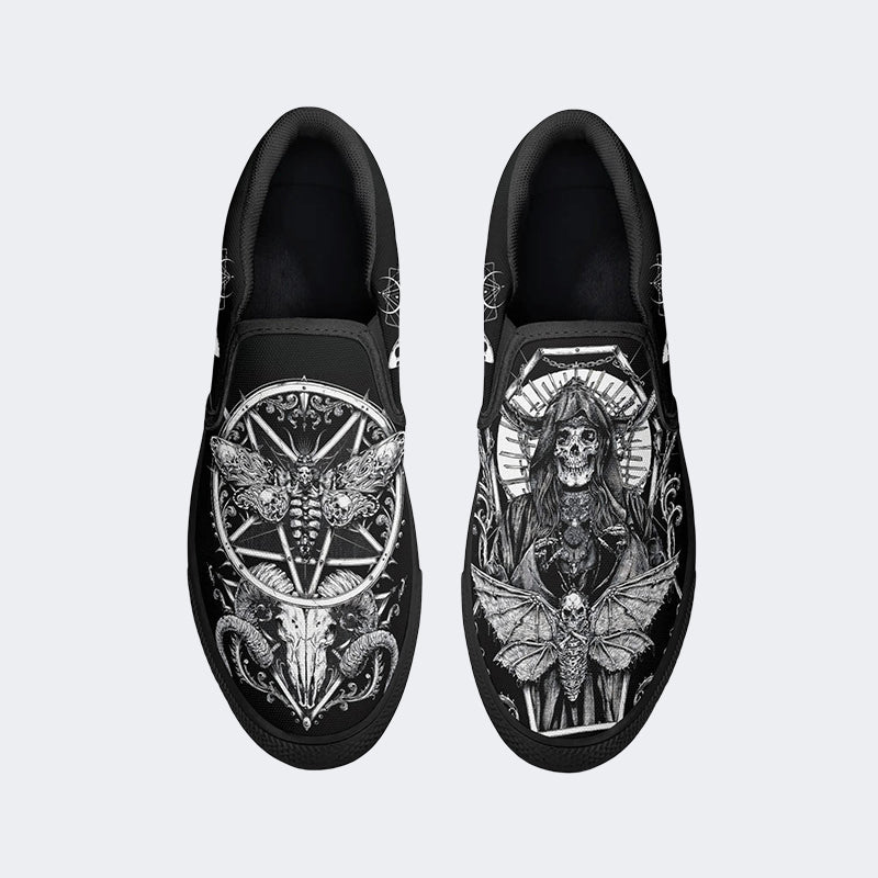 Surreal Death Moth&Skull - Slip On Shoes