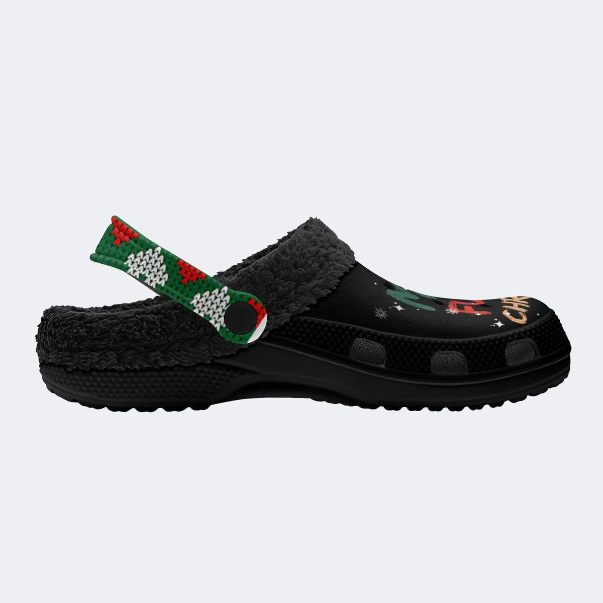 Merry Christmas Print - Fur Lined Slippers/Sandals