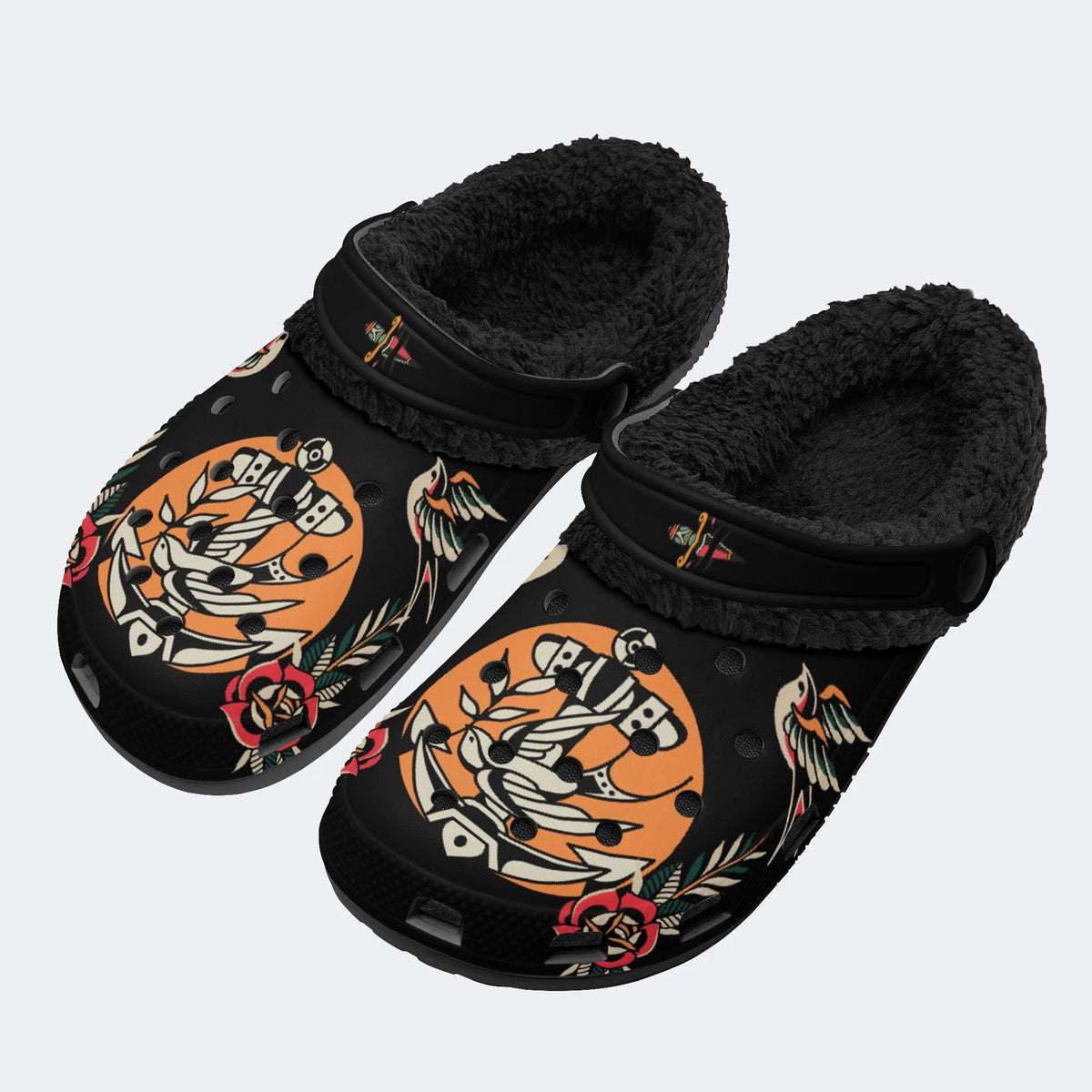 Ship Anchor Print - Fur Lined Slippers/Sandals