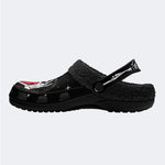 Retro Skull Heart Print - Fur Lined Slippers/Sandals