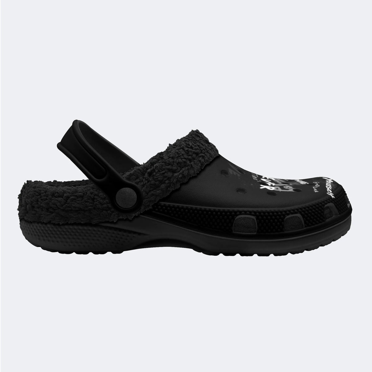Grunge Quote Print - Fur Lined Slippers/Sandals
