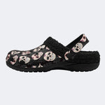 Day Dead Rose Skulls - Fur Lined Slippers/Sandals