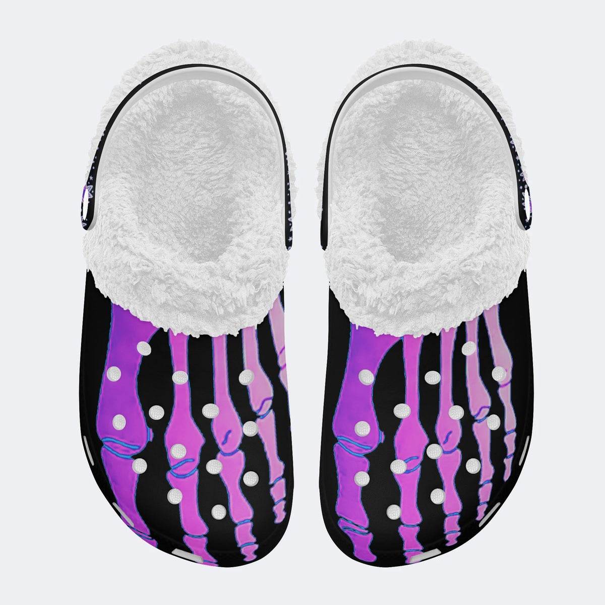 Purple Gradient Skeleton Toes Skull - Fur Lined Slippers/Sandals