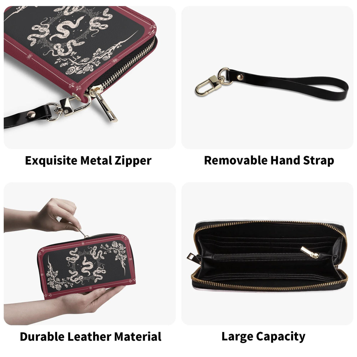 Inscribed Viper Print - Leather Wallet