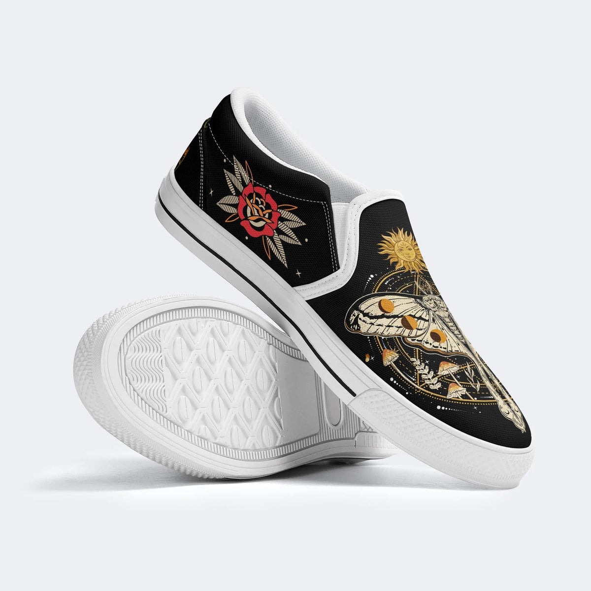 Sun And Moth Print - Slip On Shoes