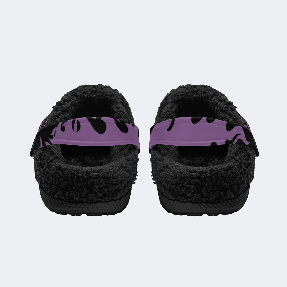 Gothic Dagger Winged Heart Rose Flame - Fur Lined Slippers/Sandals