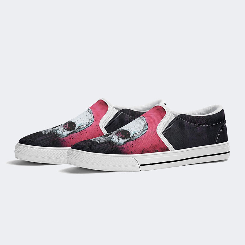 Unisex Skull Graphic Print - Slip On Shoes