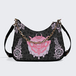 Classic Death Moth Print - Leather Crossbody Bag