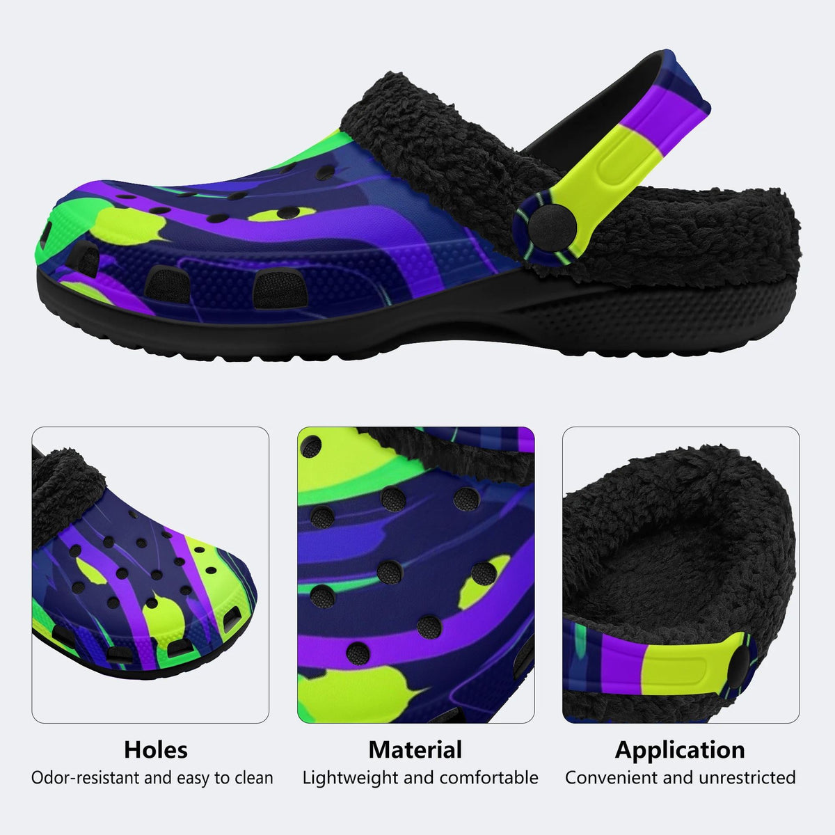 Neon Swirl Marble - Fur Lined Slippers/Sandals
