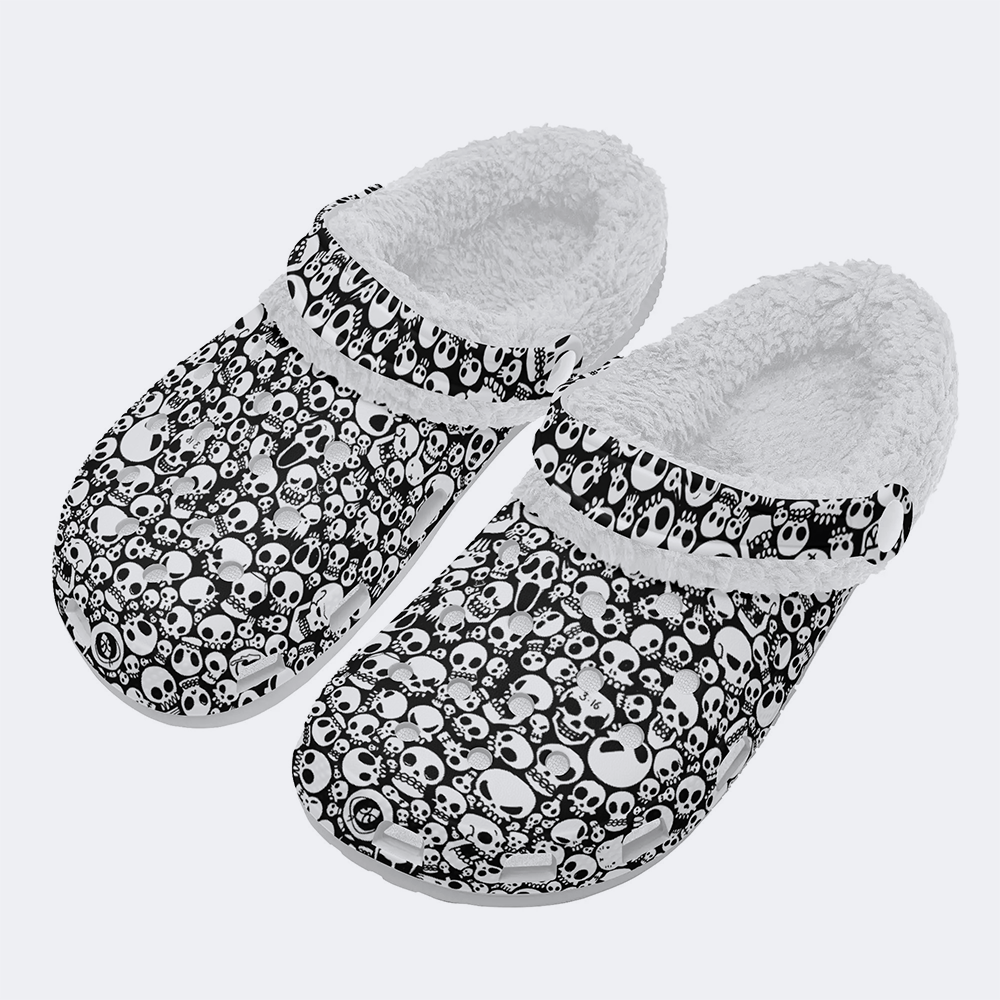 Horror Skull Print - Fur Lined Slippers/Sandals