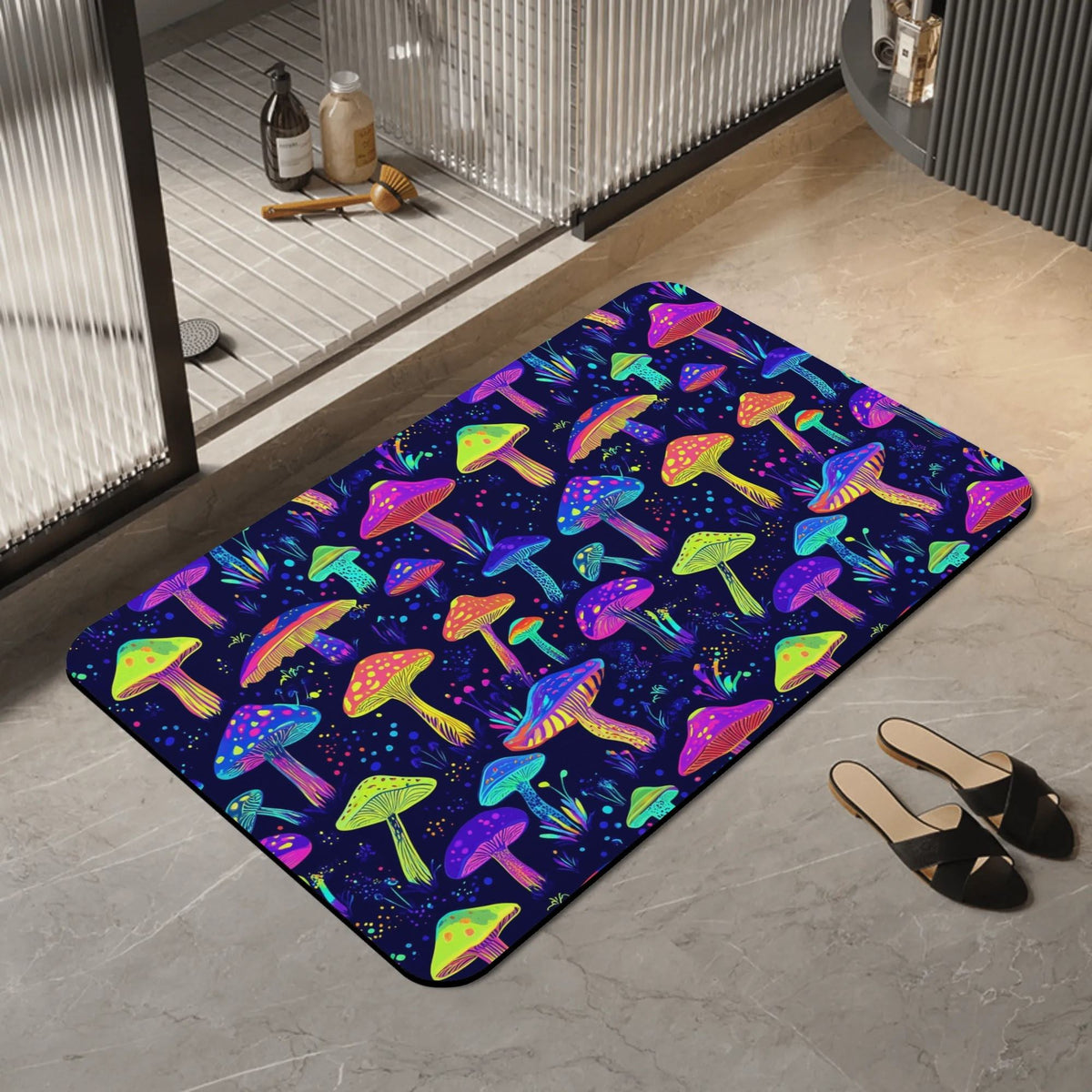 Neon Color Mushroom Print - Foot Pad