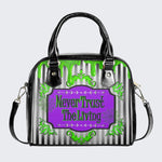 Classic Black And White Stripes - Leather Shoulder Handbag