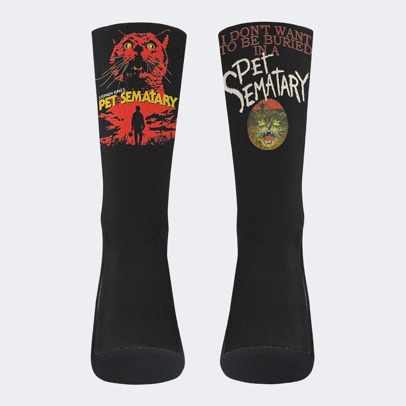 Unisex Retro PET SEMATARY Print - Crew Socks