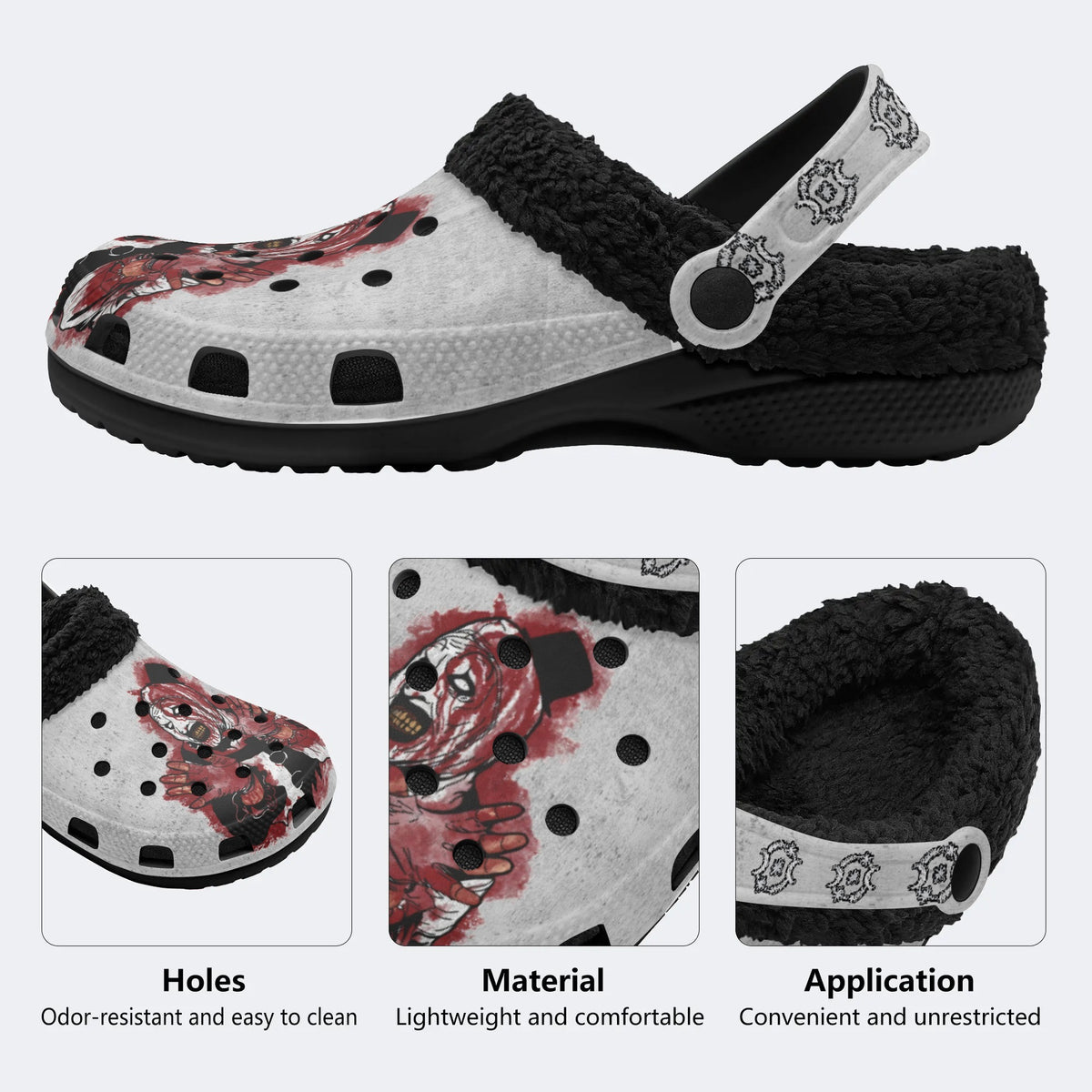 Unisex Horror Print - Fur Lined Slippers