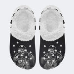 Halloween Skull Print - Fur Lined Slippers/Sandals