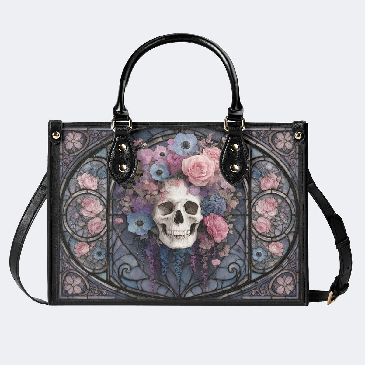 Rose Skull Glass Print Handbag Factory Direct Sales