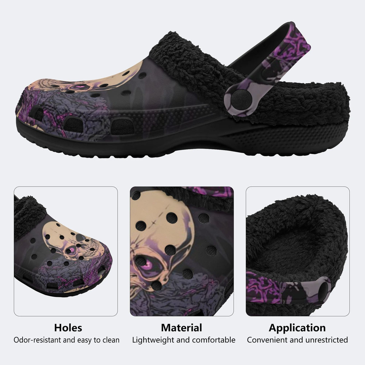 Purple Smoke Skull - Fur Lined Slippers/Sandals
