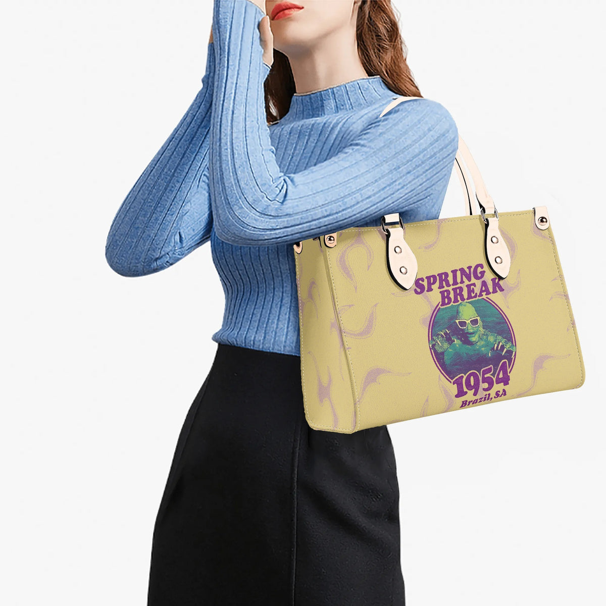 Horror Movies Print - Leather Handbag