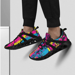 Neon Graffiti Print Elastic Sport Sneakers