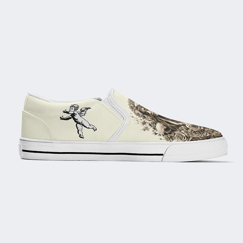 Unisex Skull&Figure&Rose Print - Slip On Shoes