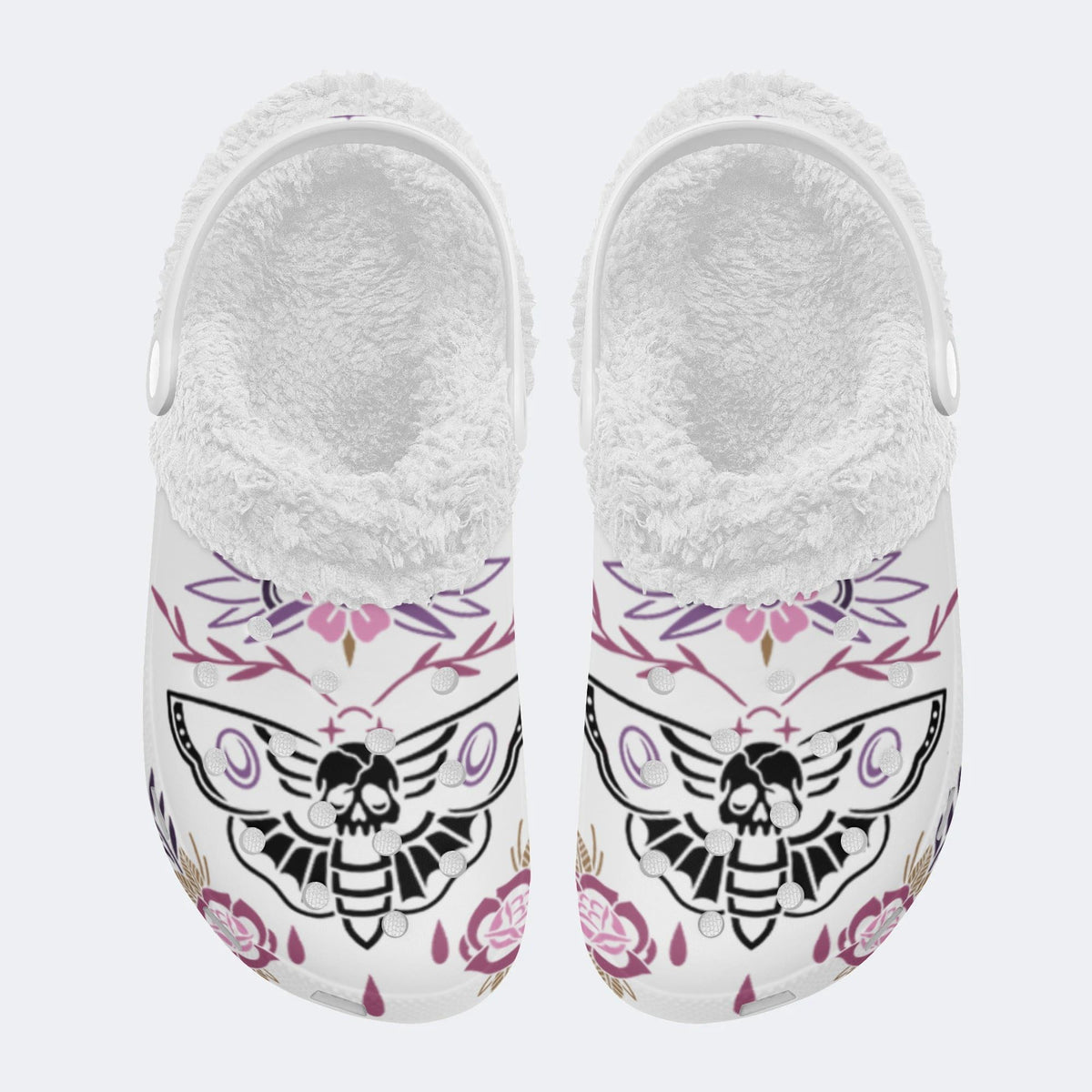 Unisex Death Moth Art Print - Fur Lined Slippers/Sandals