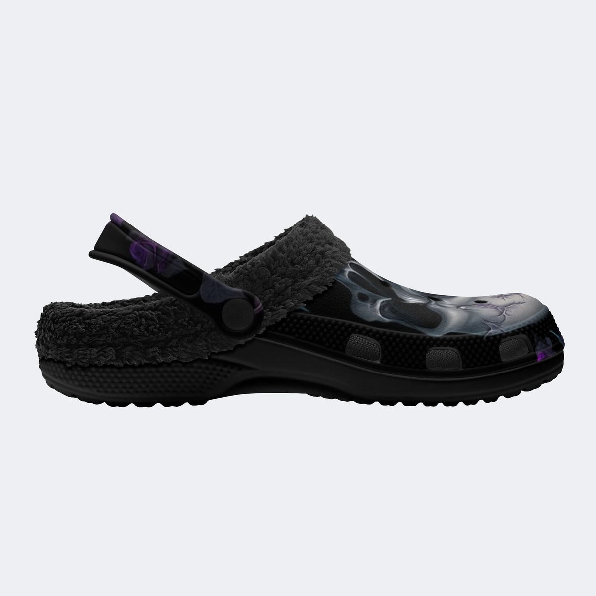Skull Violet Rose - Fur Lined Slippers/Sandals