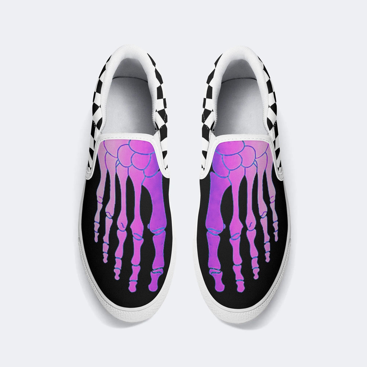 Purple Gradient Skeleton Toes Skull - Slip On Shoes