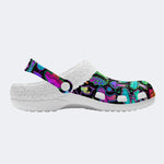 Psychedelic Colors Mushrooms Print - Fur Lined Slippers/Sandals