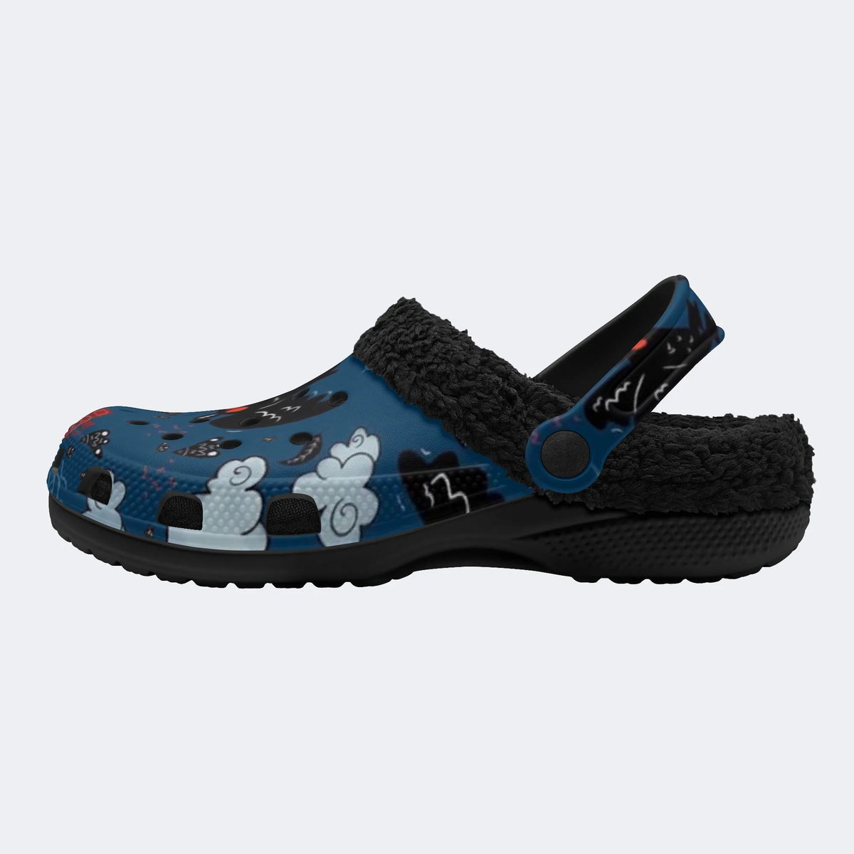 Night Bat Moon - Fur Lined Slippers/Sandals